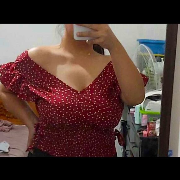 Polka Dot Shirred Top - Picture 2 of 2